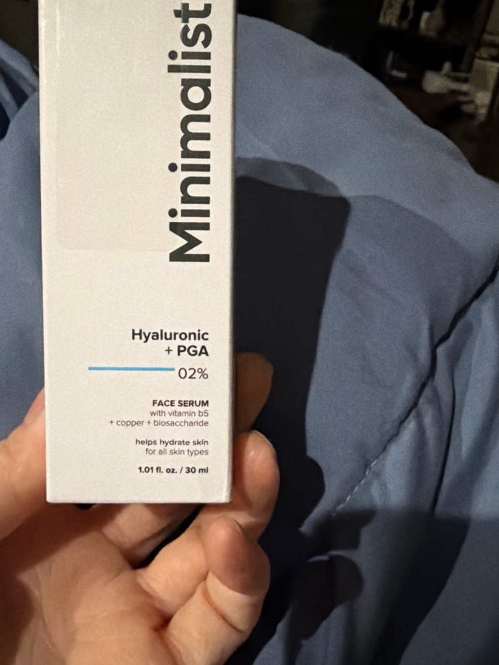 Minimalist Hyaluronic + PGA Face Serum 30ml - White & Blue Box